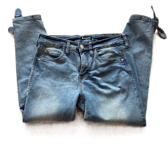 Suko Cropped Ankle Tie Skinny Jeans - Picture 2 of 6